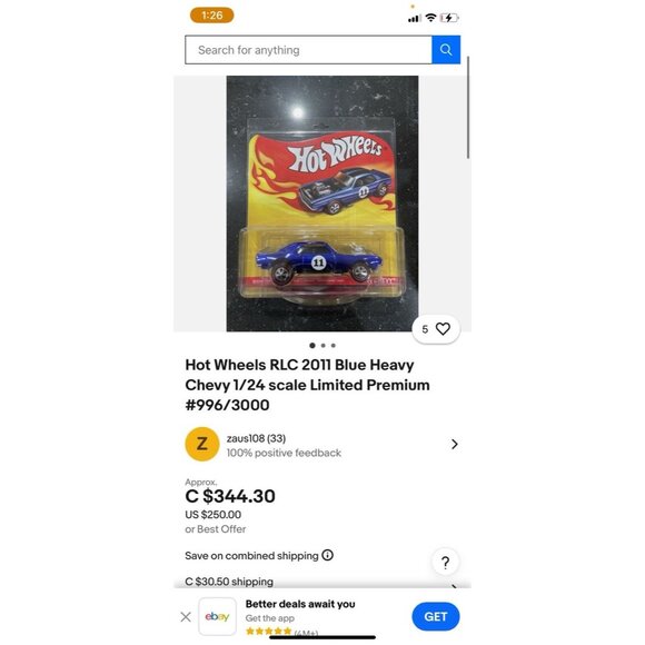 Hot Wheels RLC 2011 Premium Blue Heavy Chevy 1:24 Scale Die-Cast Car Limited Edi - Picture 2 of 2